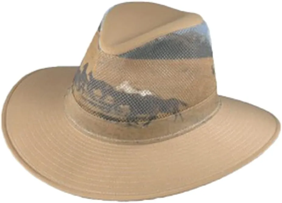 Henschel Khaki Aussie Breezer Cotton National Park Print Mesh Crown