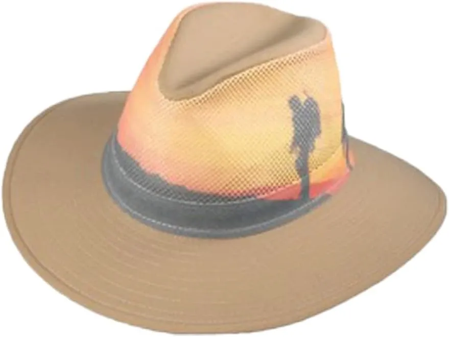Henschel Khaki Aussie Breezer Cotton National Park Print Mesh Crown