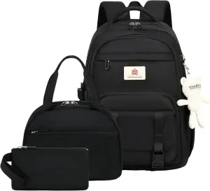 Hidds School Backpack for Teens Girls Women 3 PCS Kids Bookbag Set with Lunch Box College Laptop Backpacks Travel Daypack Bag