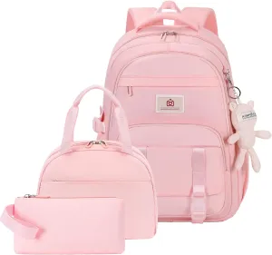 Hidds School Backpack for Teens Girls Women 3 PCS Kids Bookbag Set with Lunch Box College Laptop Backpacks Travel Daypack Bag