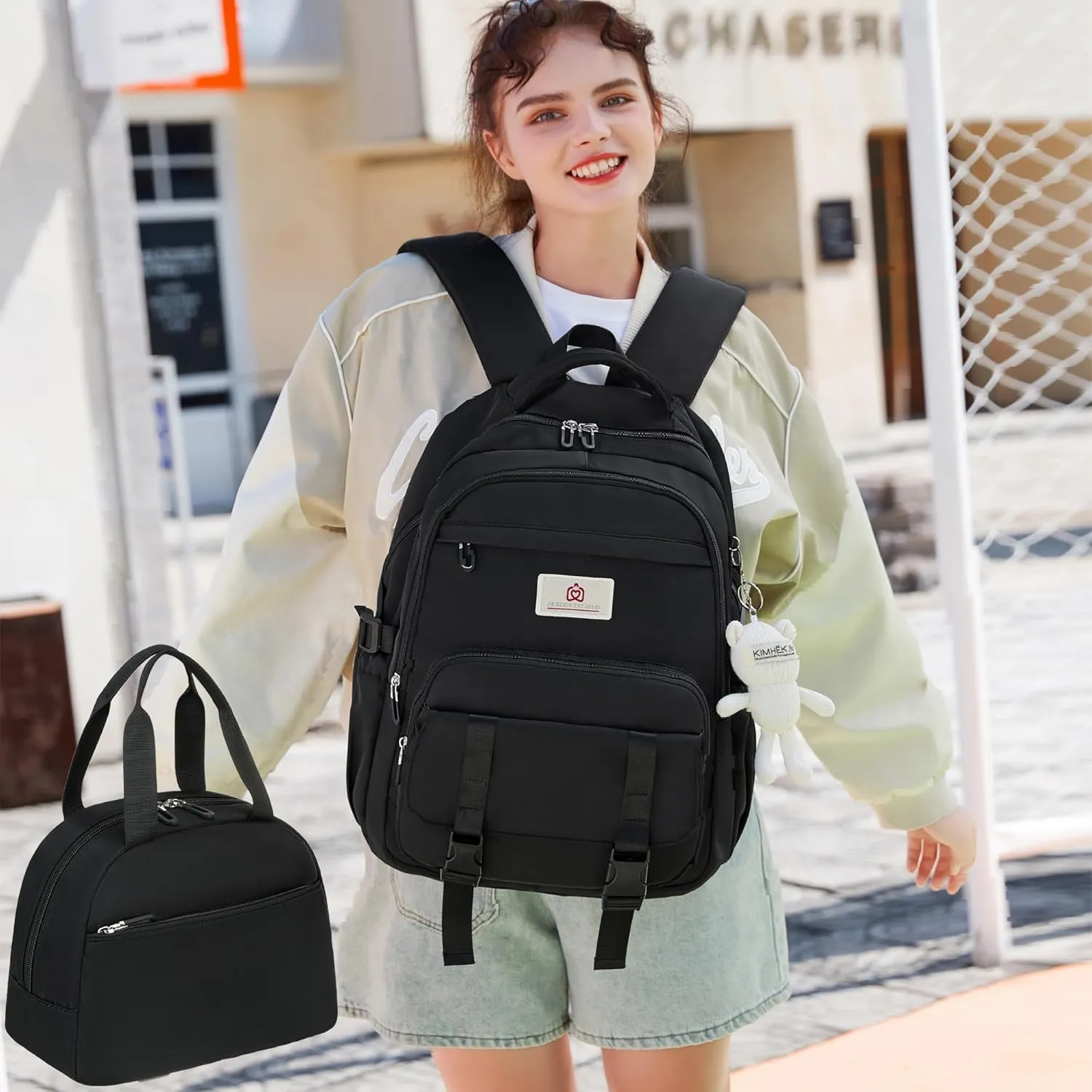 Hidds School Backpack for Teens Girls Women 3 PCS Kids Bookbag Set with Lunch Box College Laptop Backpacks Travel Daypack Bag