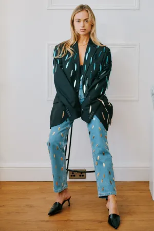 High Waisted Organic Rose Tea Sequin Jeans