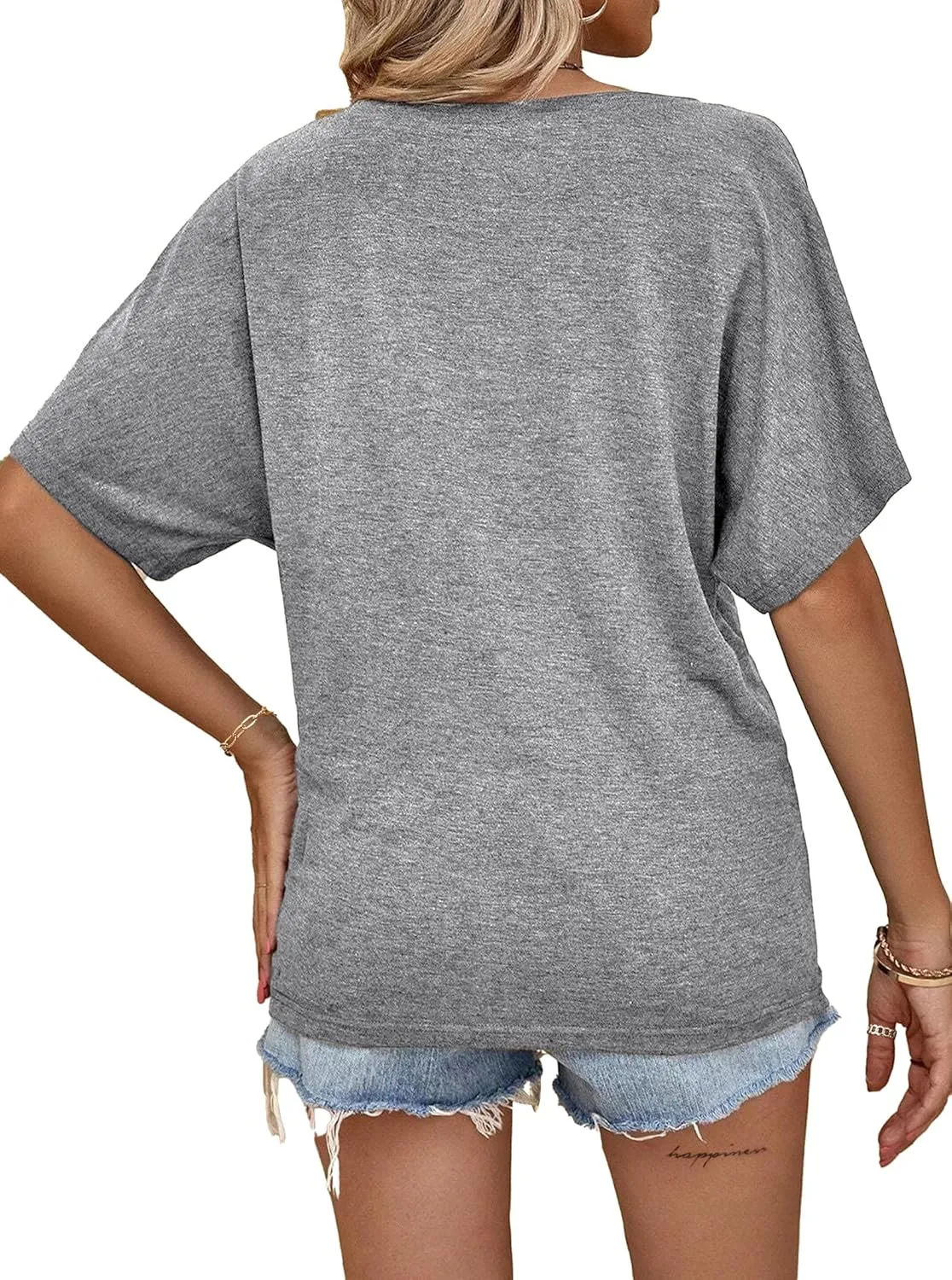 Hilinker Womens Sexy Off The Shoulder Tops Short Batwing Sleeve T Shirt Oversized Casual Tee