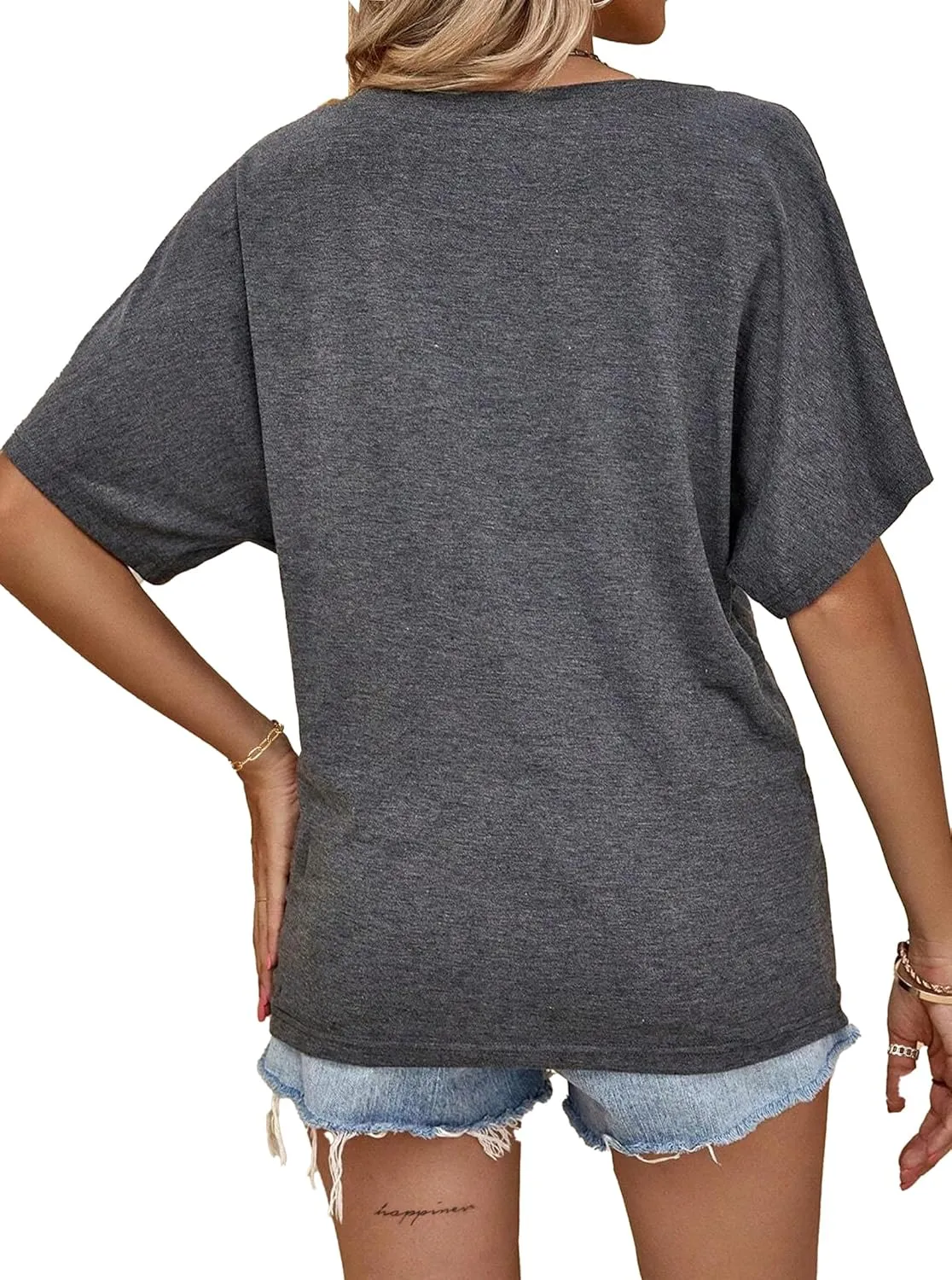 Hilinker Womens Sexy Off The Shoulder Tops Short Batwing Sleeve T Shirt Oversized Casual Tee