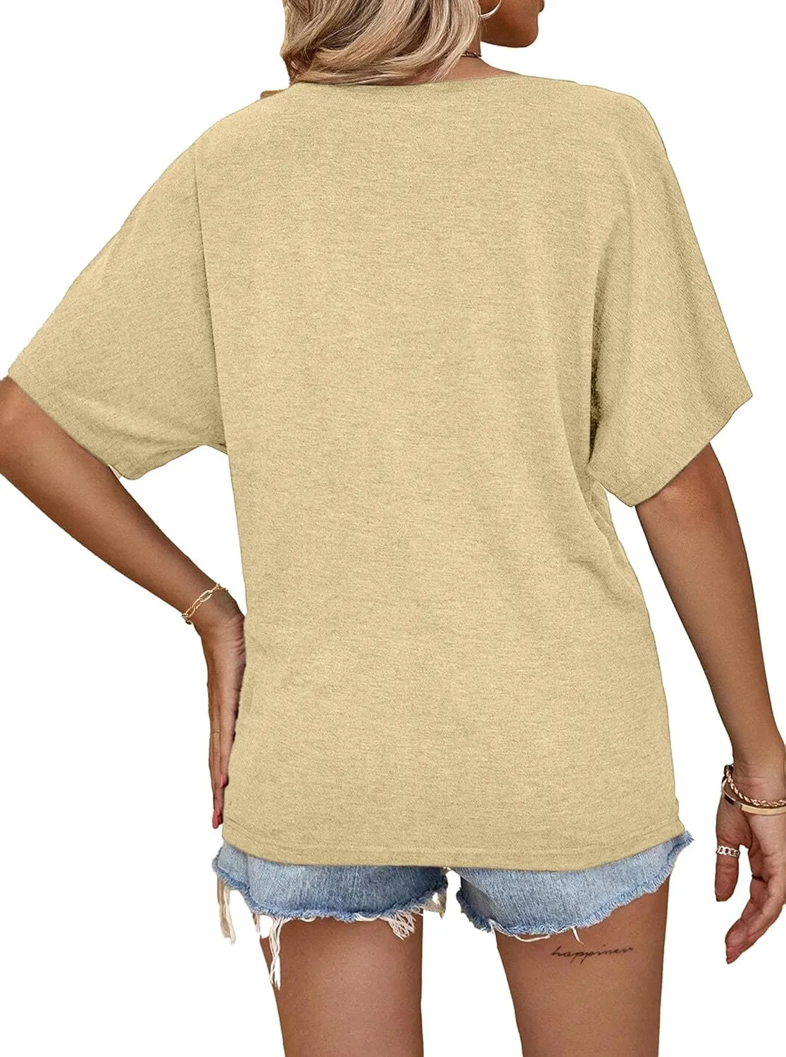 Hilinker Womens Sexy Off The Shoulder Tops Short Batwing Sleeve T Shirt Oversized Casual Tee