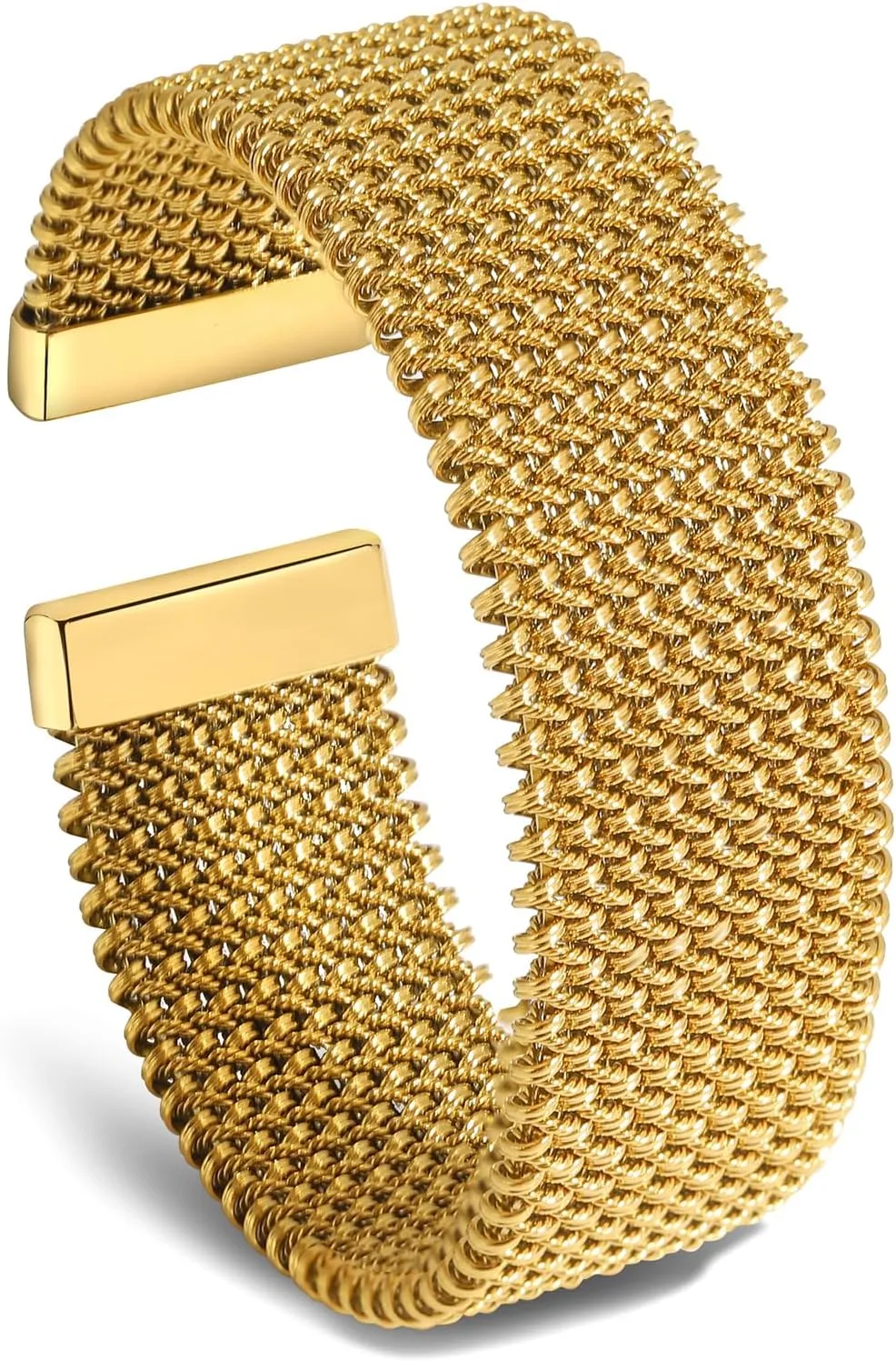 hotoo Gold Open Cuff Bangles Wide Woven Bracelets For Women Stainless Steel Stackable Jewelry For Xmas Birthday Gifts