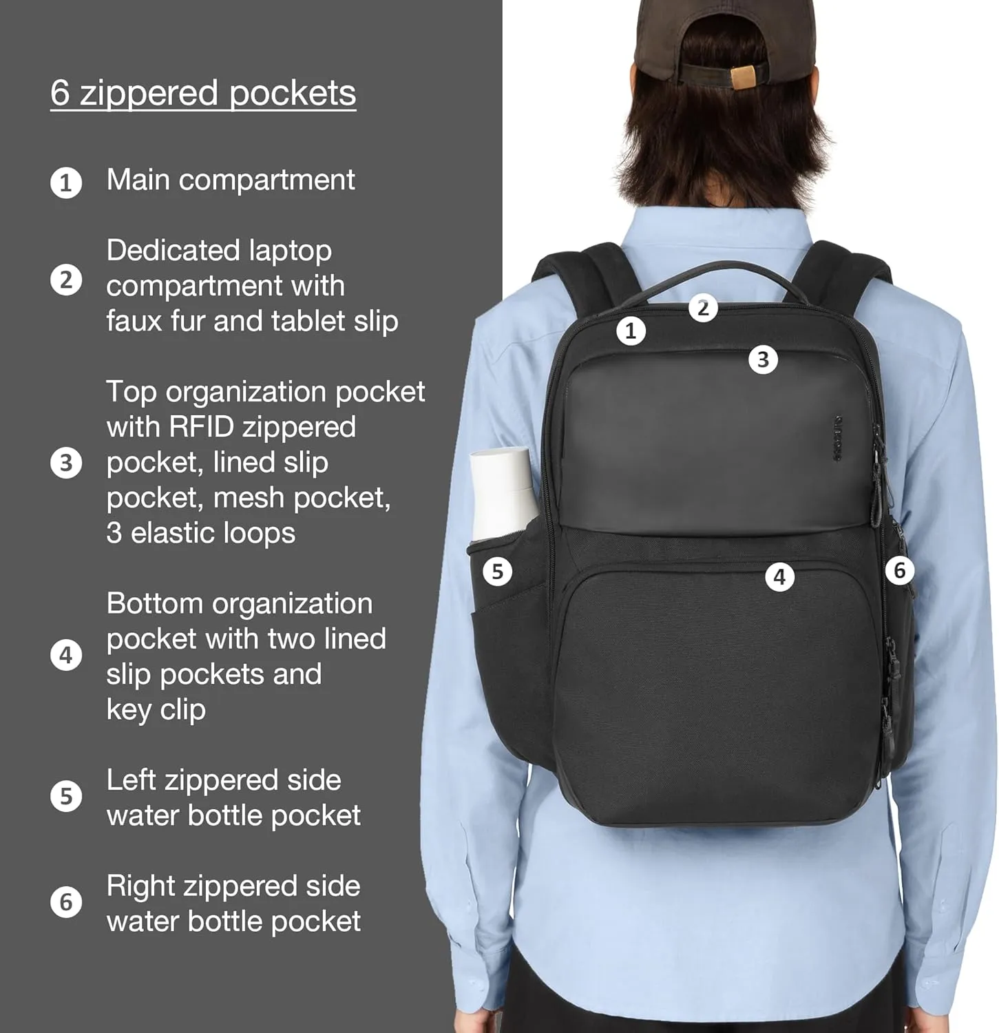 Incase A.R.C. Commuter Pack - Business Travel Backpack for Men & Women - Lightweight Carry On Laptop Bag for 16-inch MacBook Computer or iPad - TSA Approved (17.5in x 11.4in x 6.2in, 19.5L) Black