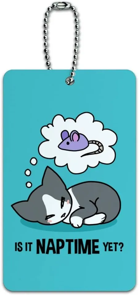 is It Cat Naptime Yet? Dreaming Luggage Card Suitcase Carry-On ID Tag