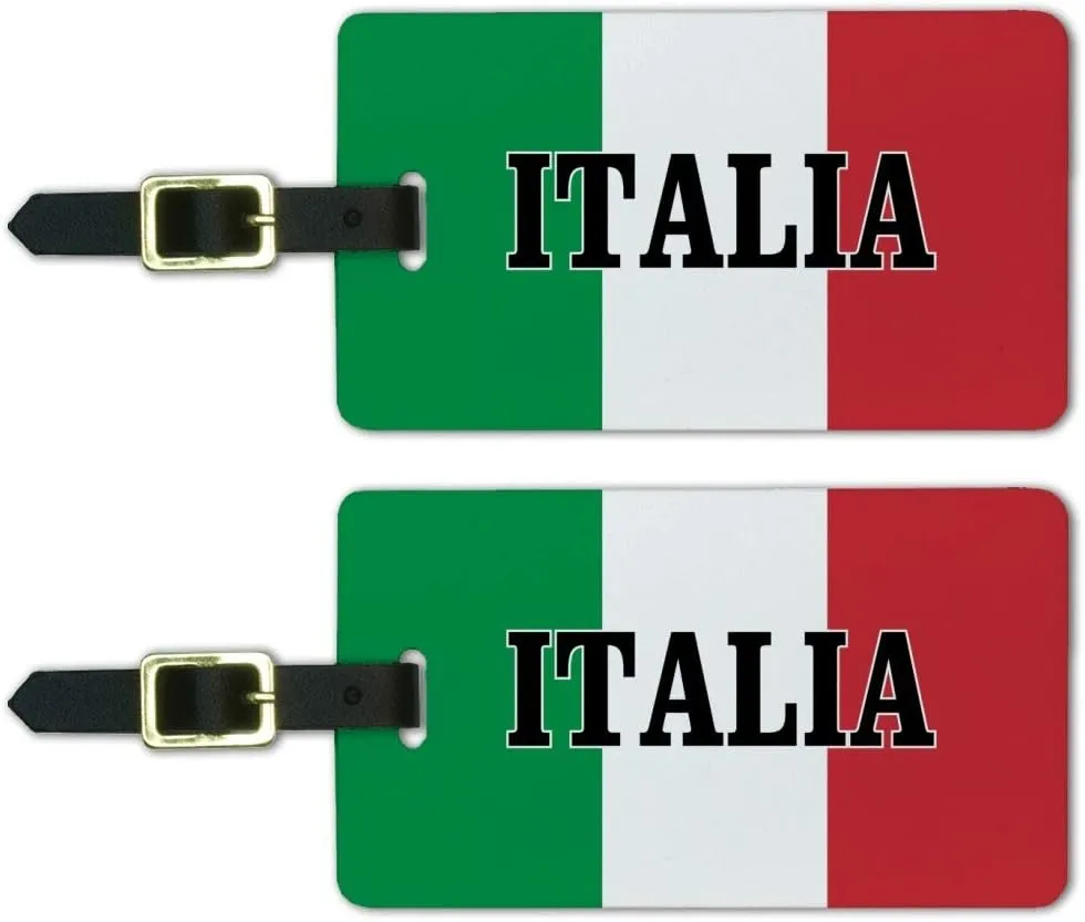 Italia Italy Italian Flag Luggage ID Tags Suitcase Carry-On Cards - Set of 2