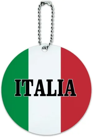Italia Italy Italian Flag Round Luggage ID Tag Card Suitcase Carry-On