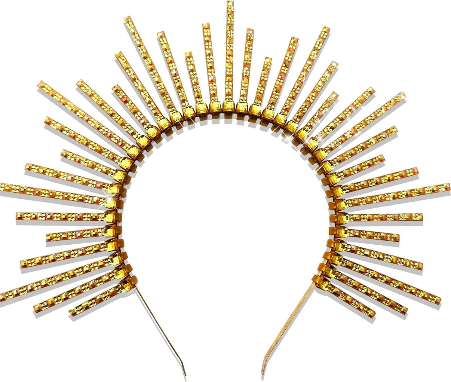 JeVenis Gold Halo Crown Rhinestone Headband Sun Goddess Tiara Crown Sunburst Headband Cosplay Wedding Festival Headpiece