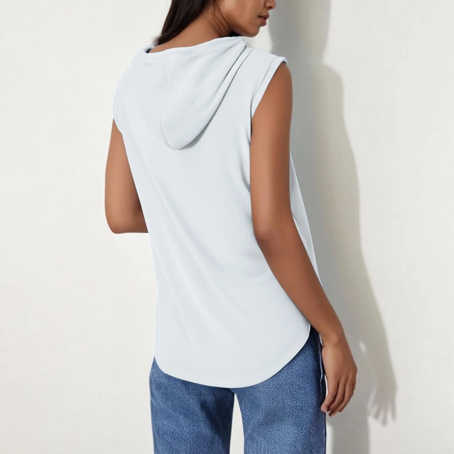 JOAU Women's Workout Hooded Tank Tops Casual Loose Fit Running Gym Sleeveless Hoodie Tee Shirts 2025 Summer Fashion