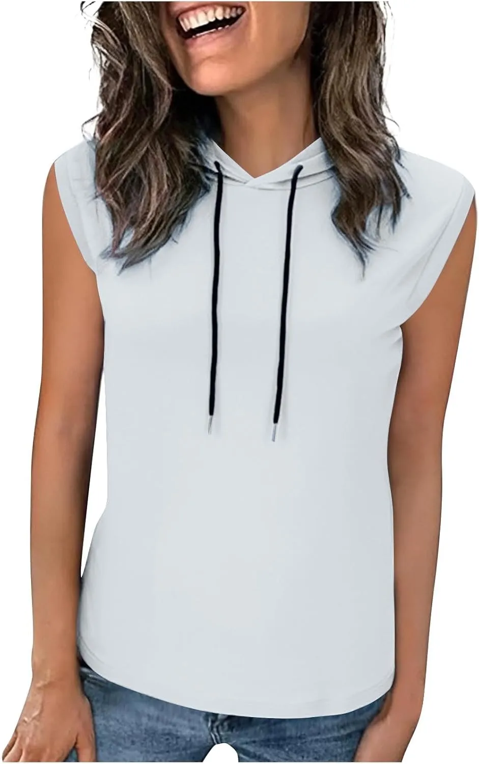JOAU Women's Workout Hooded Tank Tops Casual Loose Fit Running Gym Sleeveless Hoodie Tee Shirts 2025 Summer Fashion