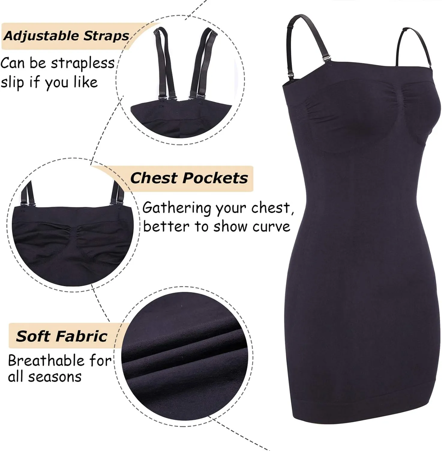 JOYSHAPER Strapless Shapewear Slip for Under Dresses Tummy Control Womems Full Slip Body Shaper Seamless