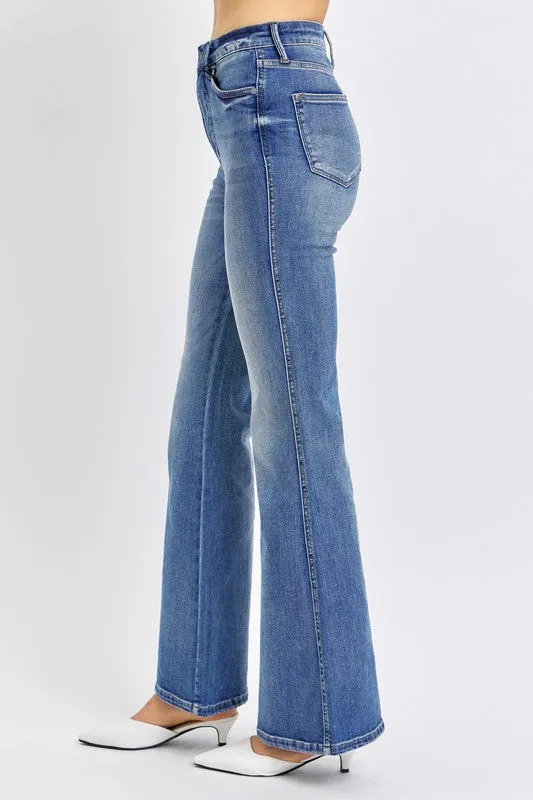 Judy Blue Hi-Waist Tummy Control Contrast Wash Flare