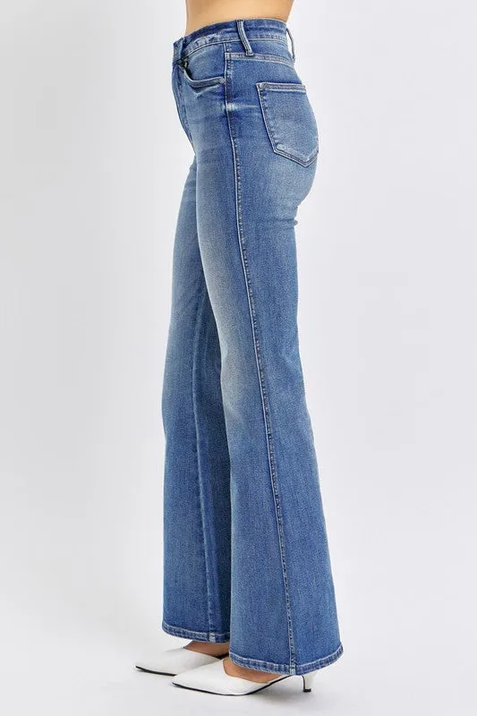 Judy Blue Hi-Waist Tummy Control Contrast Wash Flare