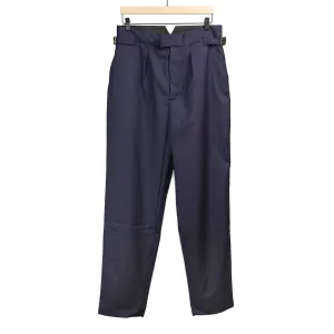 Karl side tab trousers in dark navy Italian tropical wool