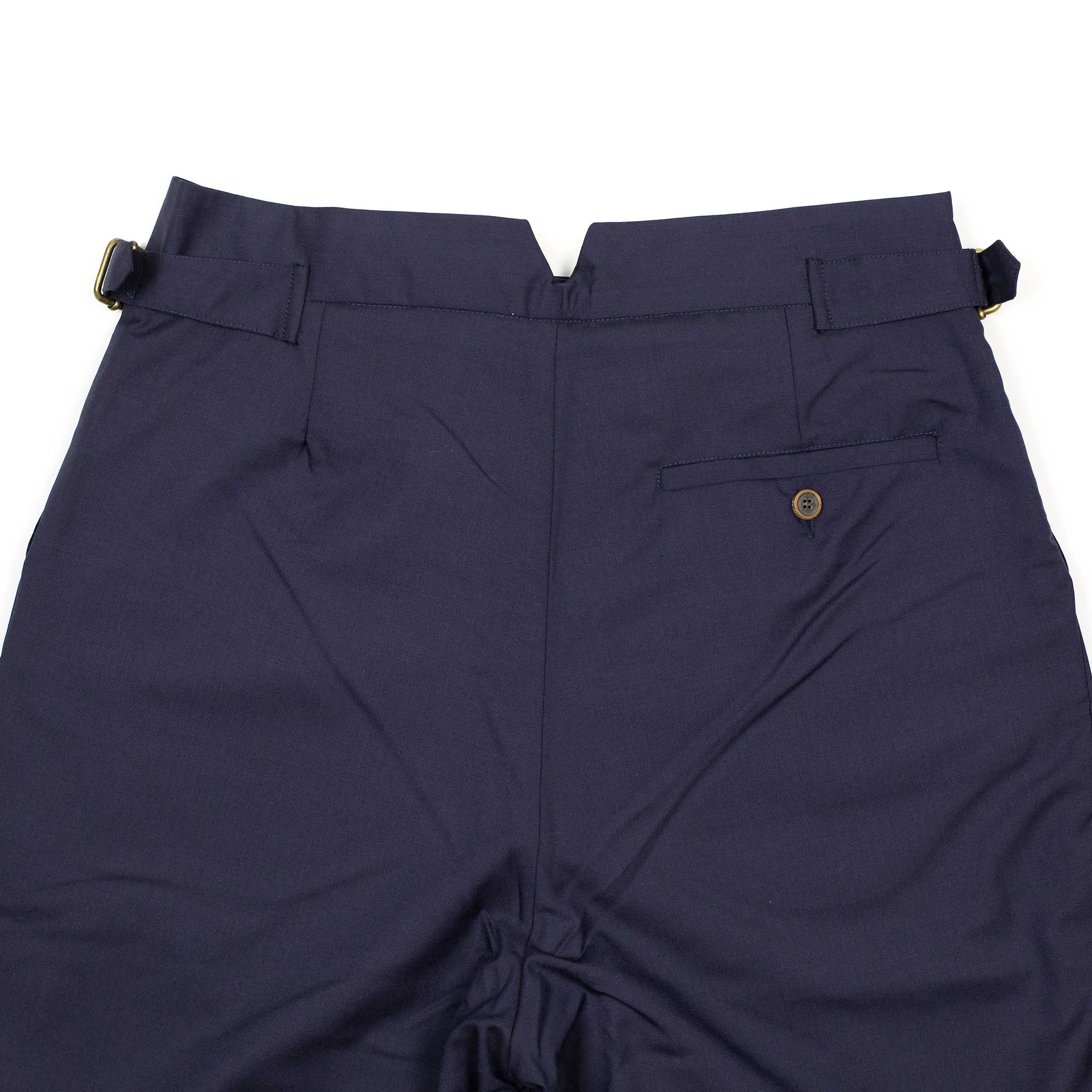 Karl side tab trousers in dark navy Italian tropical wool