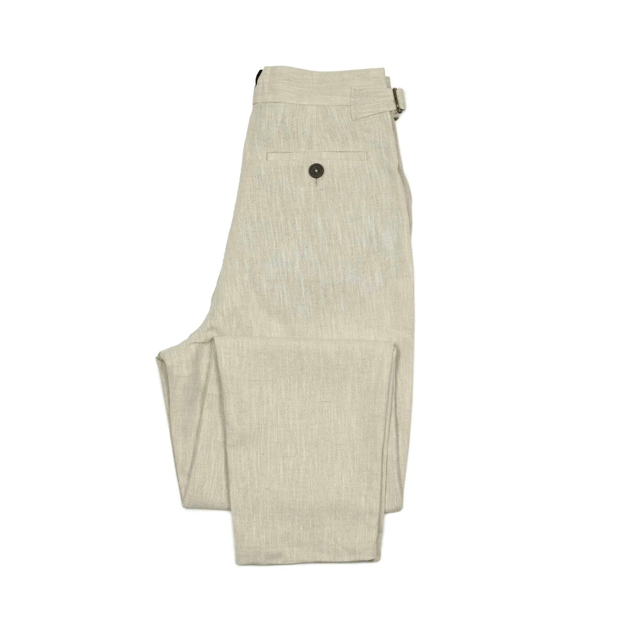 Karl side tab trousers in ecru linen