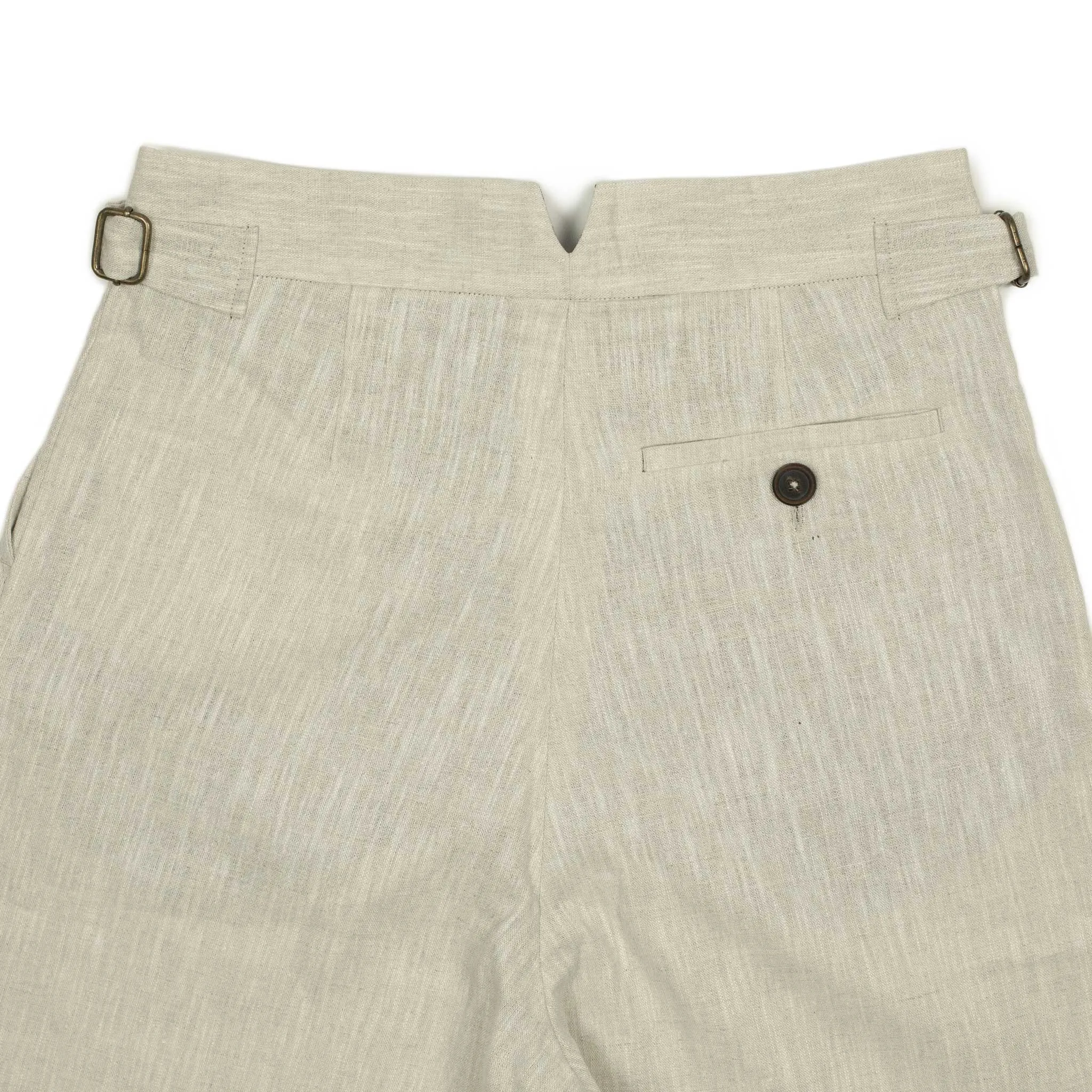 Karl side tab trousers in ecru linen