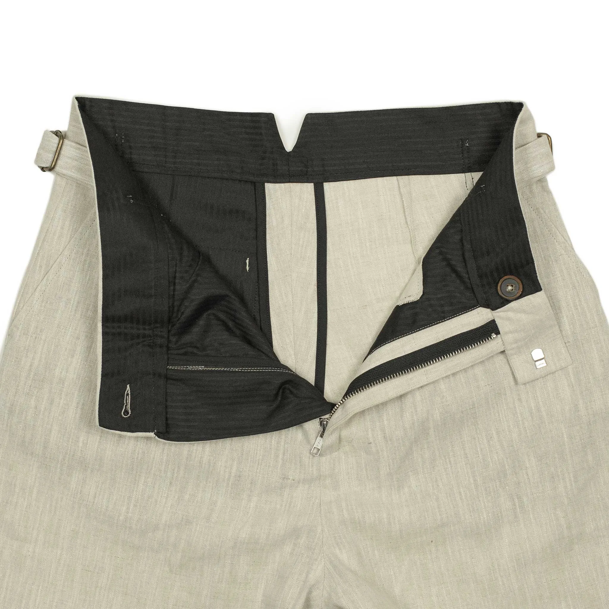 Karl side tab trousers in ecru linen