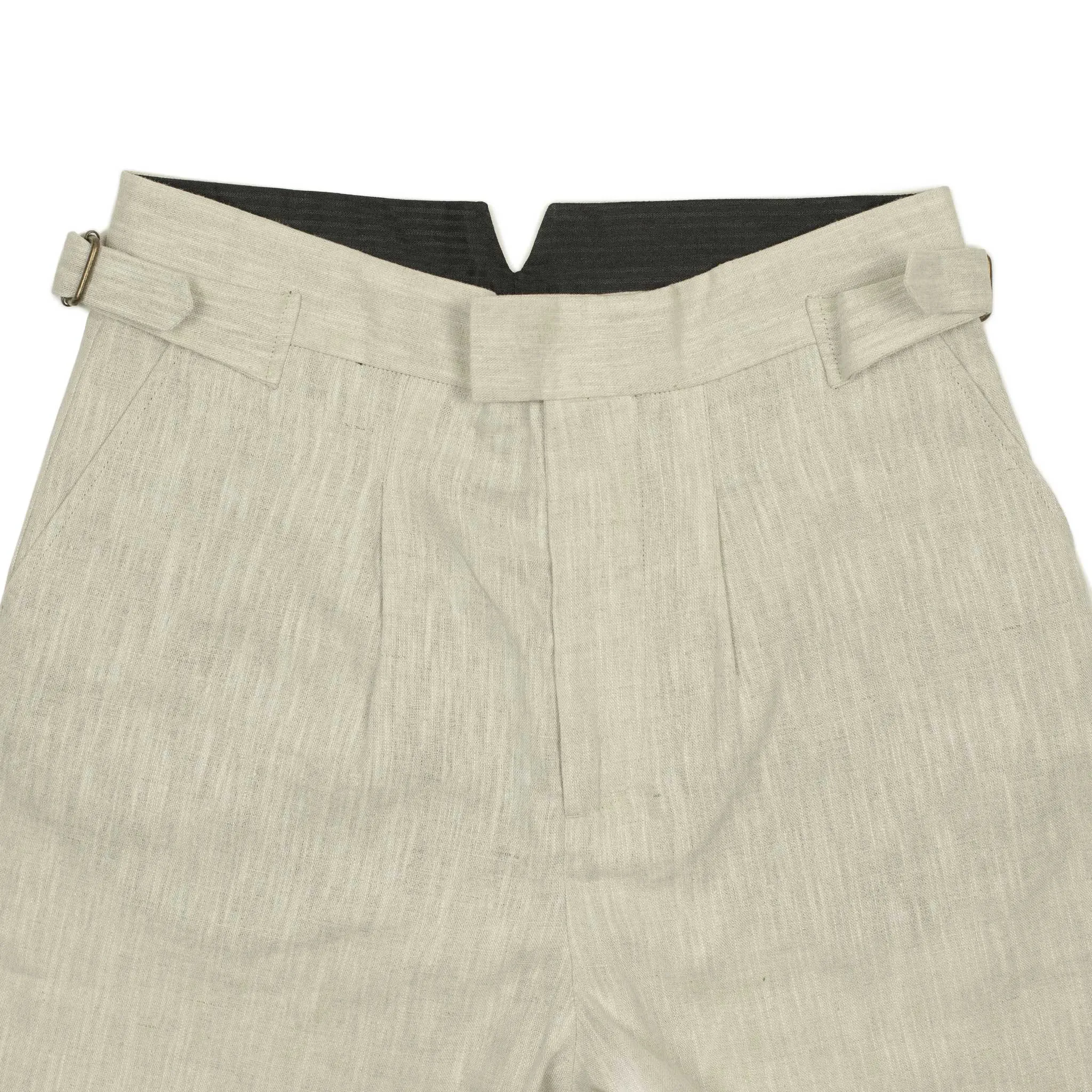 Karl side tab trousers in ecru linen