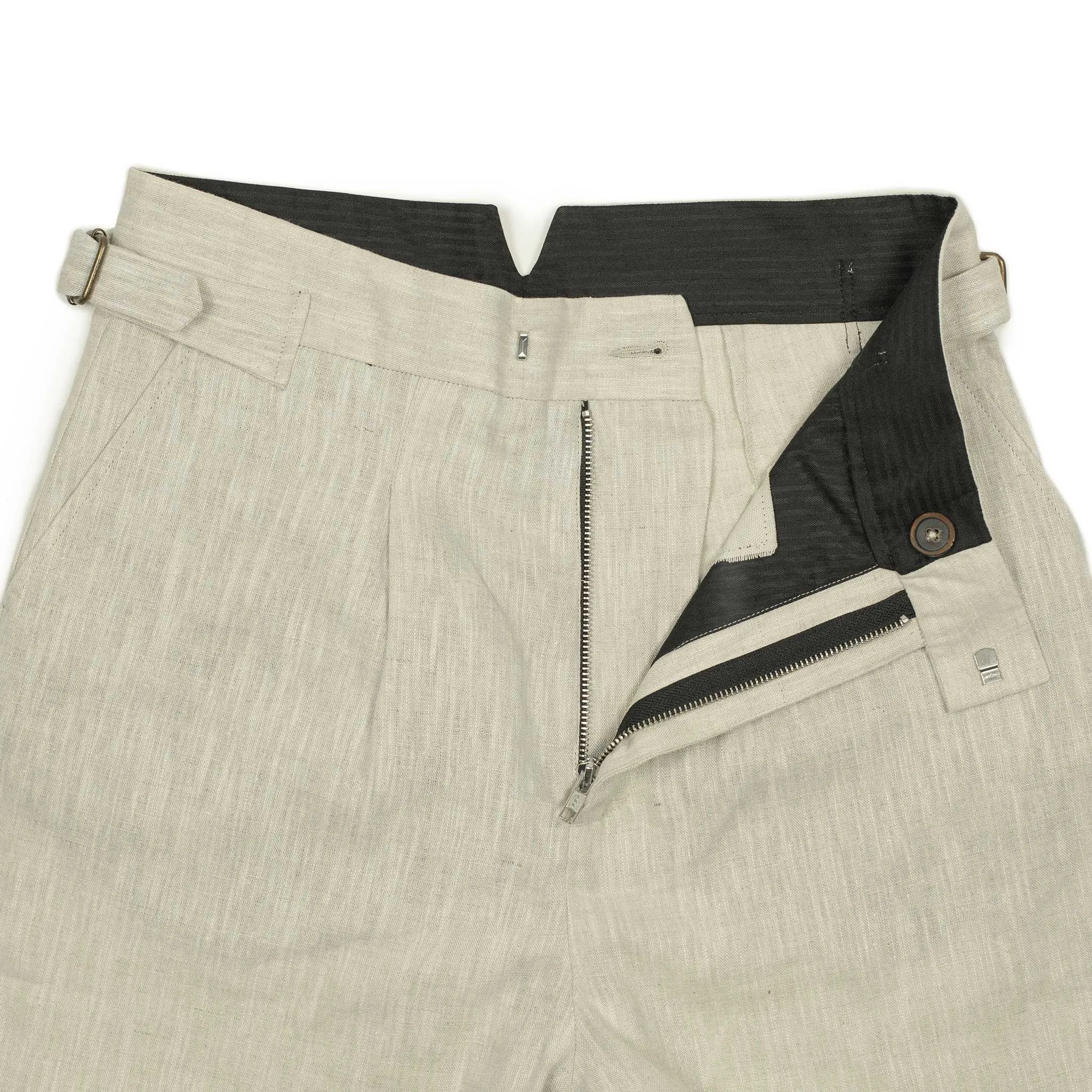 Karl side tab trousers in ecru linen