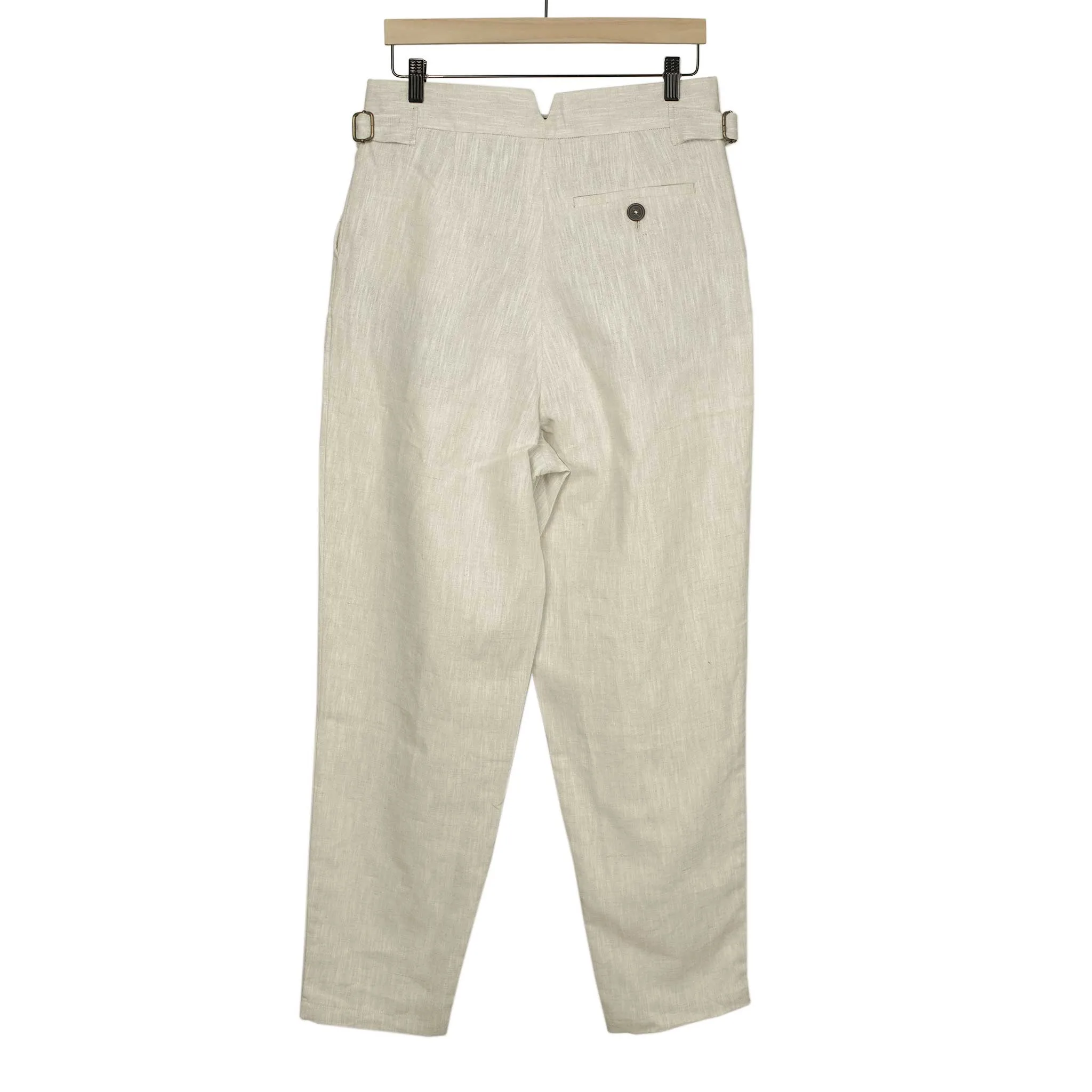 Karl side tab trousers in ecru linen