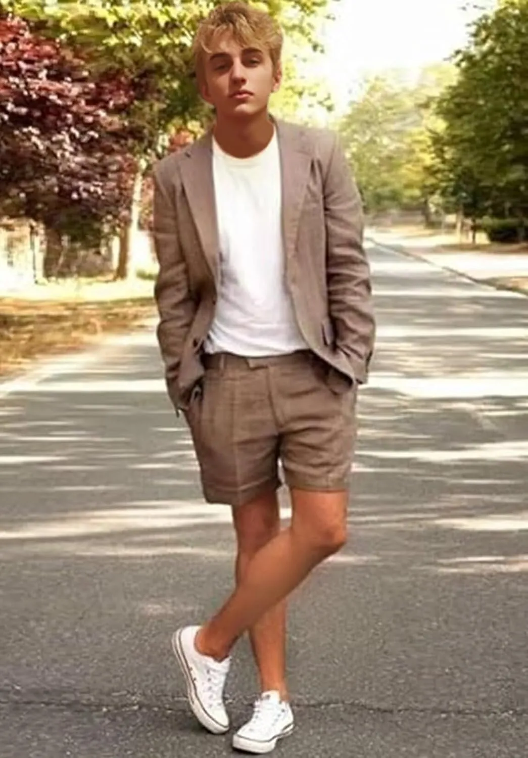 Kids Linen Shorts Suit for Boys Summer Outfit Beach Wedding Lightweight Tuxedo Short Suits 2 Piece Set