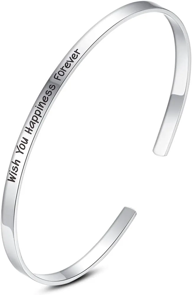 Kissmeta Matching Simple Cuff Bracelets Girlfriend Promise Cuff Bangle Long Distance Relationships Bar Bangles Step Mom Engraving Gifts Boyfriend And Girlfriend Her Gift