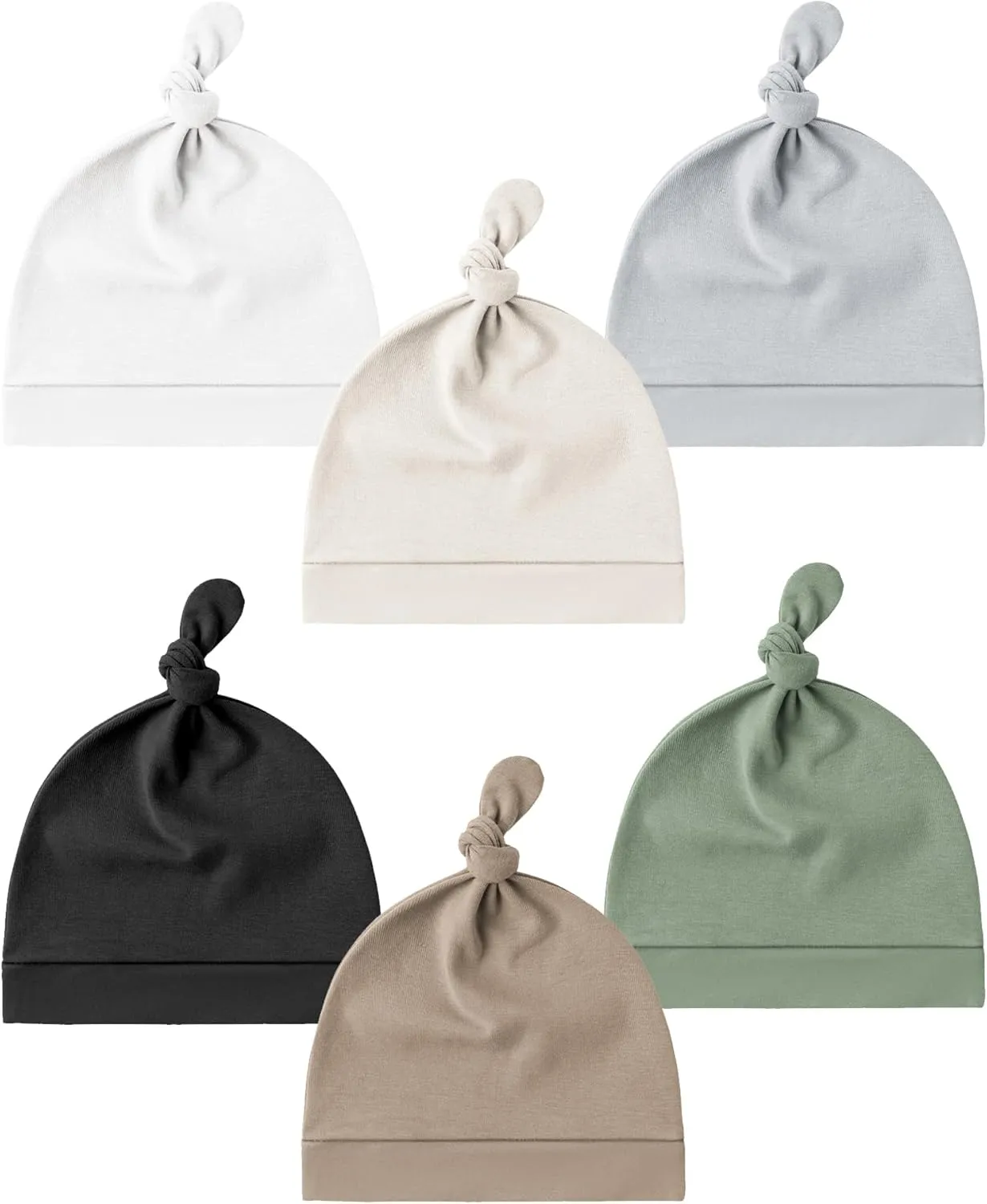 Konssy 6 Pack Baby Newborn Hats Set Knot Beanie Hats Soft for Infant Baby Girls Boys Caps 0-6 Months