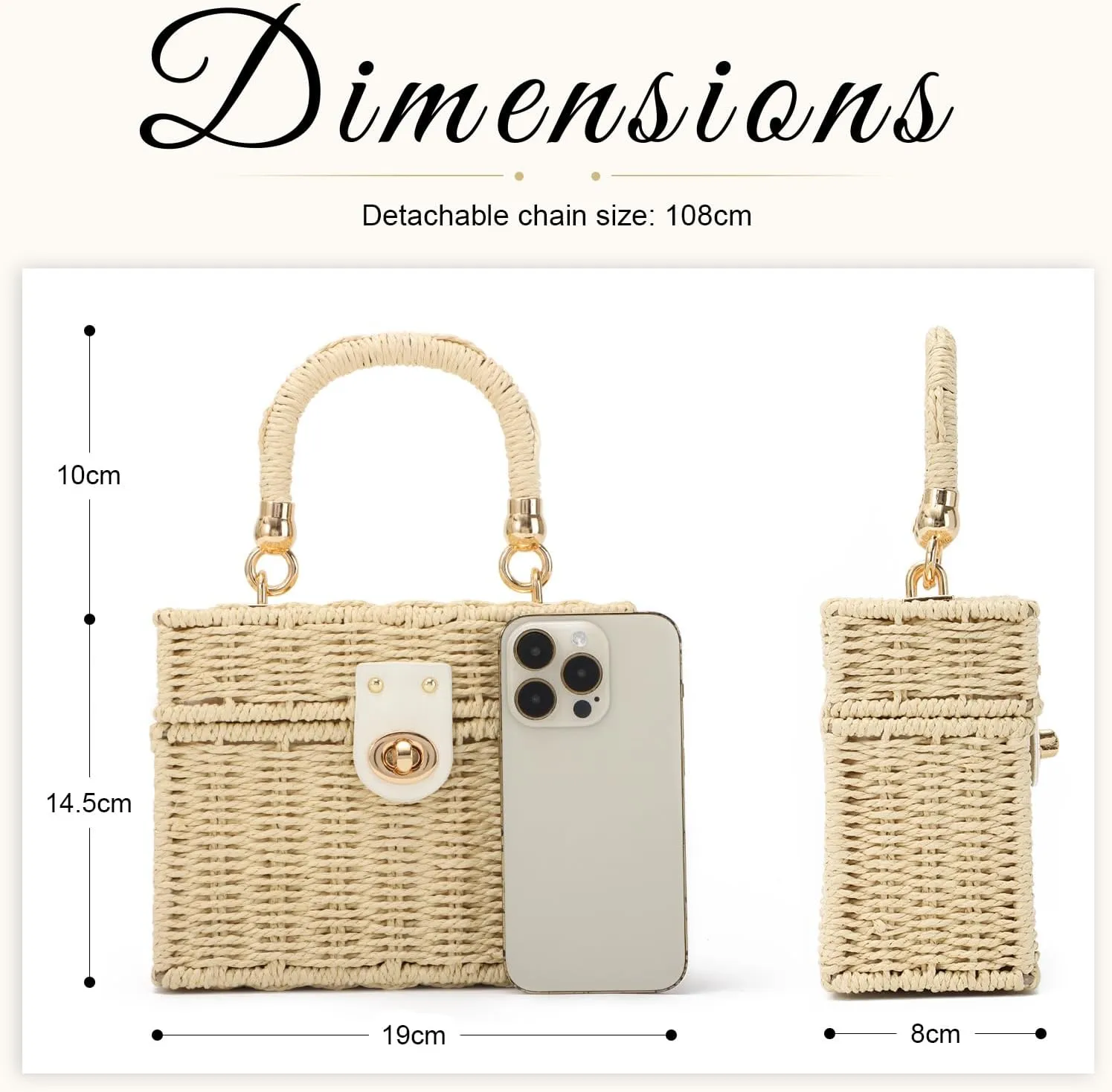 KUANG! Handwoven Rattan Bag for Women Woven Straw Square Crossbody Bag Vintage Basket Purse Beach Tote Bag