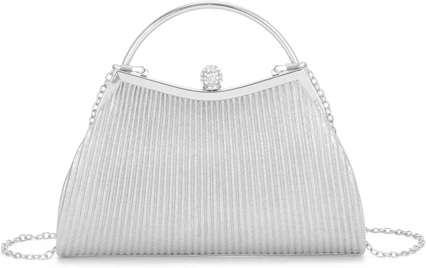 KUANG! Women Clutch Evening Bag Pleated Wedding Handbag Bag Silk Shoulder Bag Satchel for Party