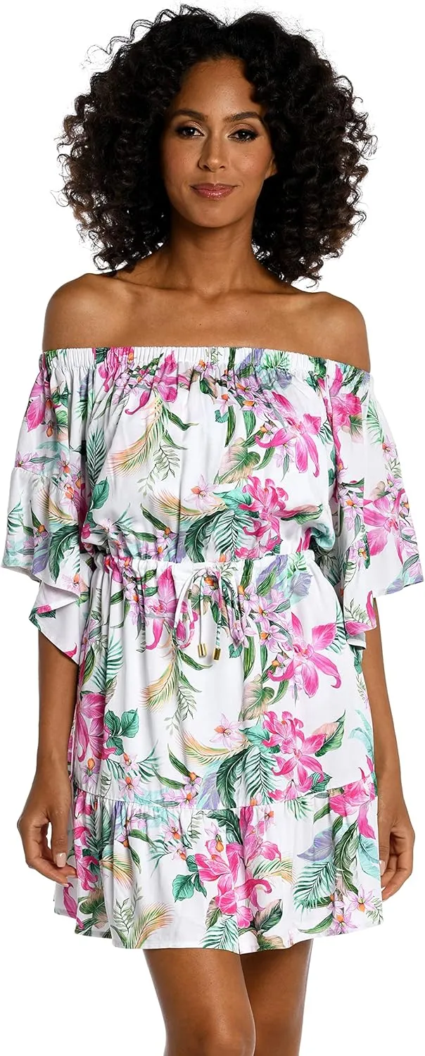 La Blanca Women's Off Shoulder Mini Dress Swimsuit Cover Up