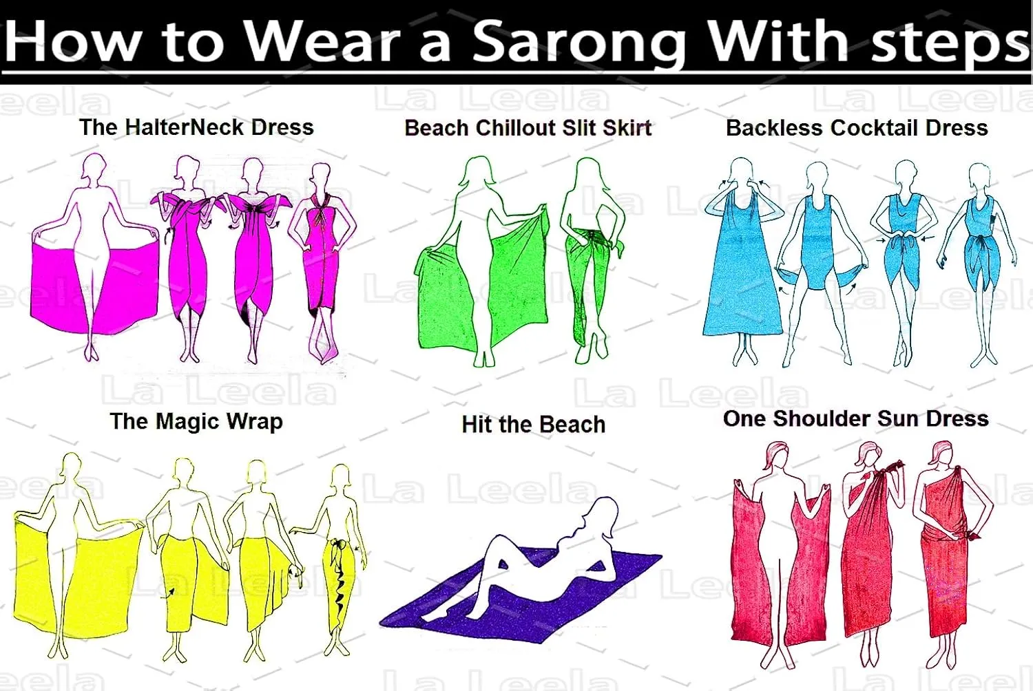 LA LEELA Women's Wrap Sarong Swimwear Cover up Wraps