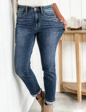 Ladies High Waisted Pocket Denim Pants 604