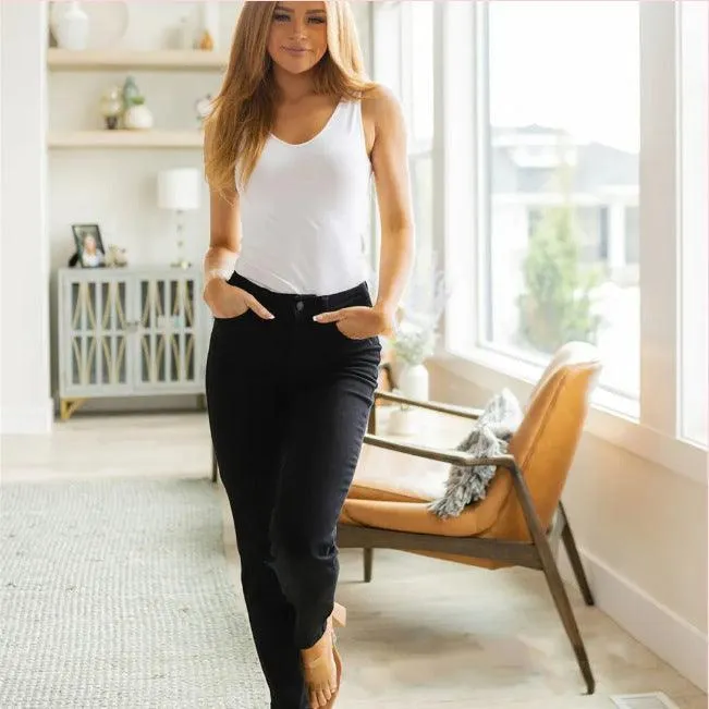 Ladies High Waisted Pocket Denim Pants 604
