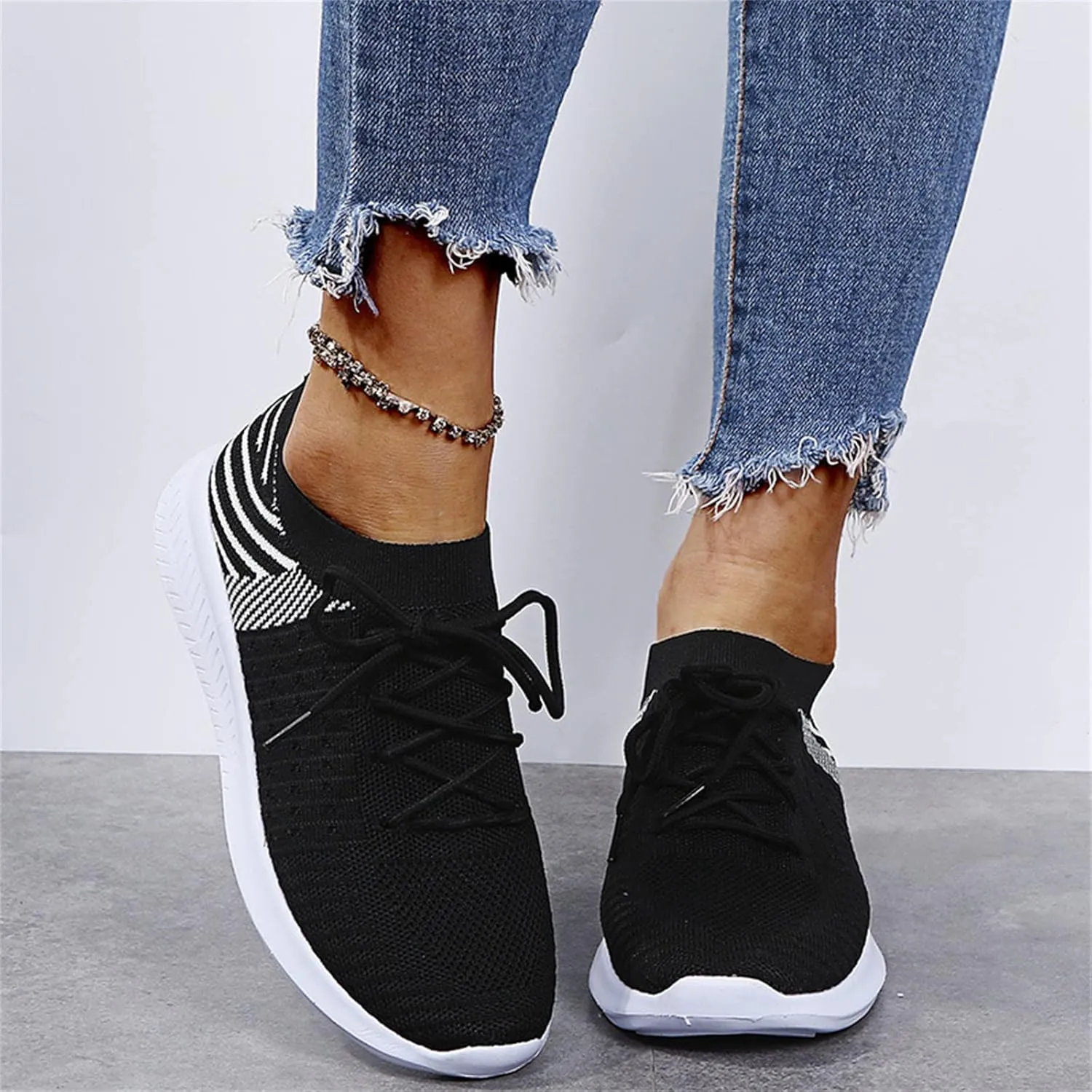 Ladmiple Running Shoes Womens Slip On Walking Shoes Casual Sneakers Mesh Lightweight Slip Resistant Comfortable Loafers
