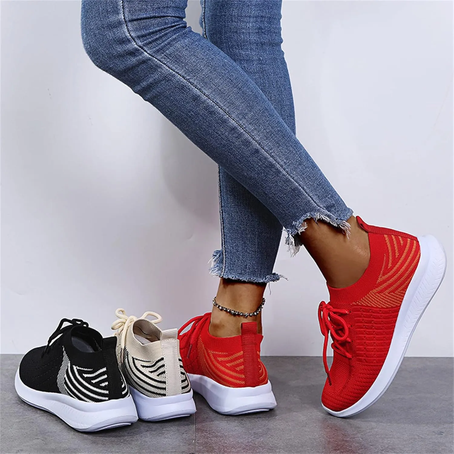 Ladmiple Running Shoes Womens Slip On Walking Shoes Casual Sneakers Mesh Lightweight Slip Resistant Comfortable Loafers