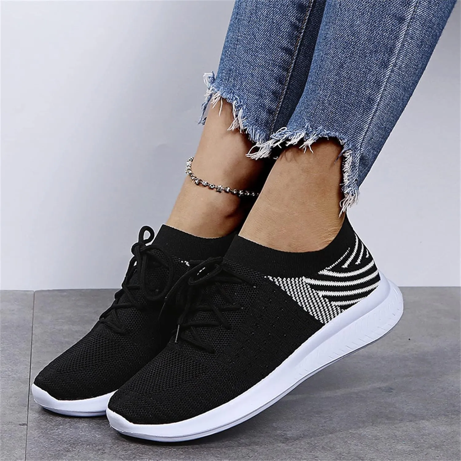 Ladmiple Running Shoes Womens Slip On Walking Shoes Casual Sneakers Mesh Lightweight Slip Resistant Comfortable Loafers