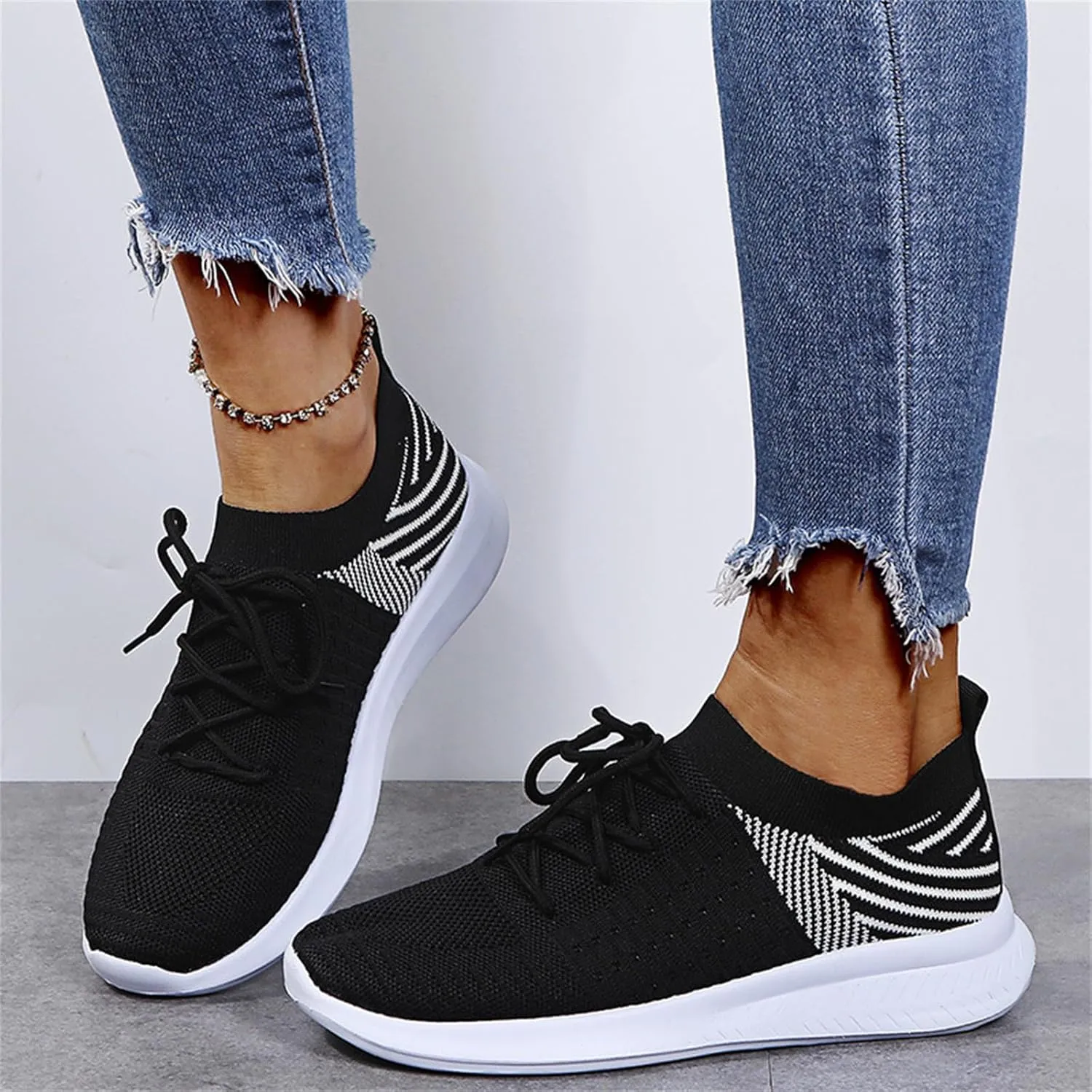 Ladmiple Running Shoes Womens Slip On Walking Shoes Casual Sneakers Mesh Lightweight Slip Resistant Comfortable Loafers
