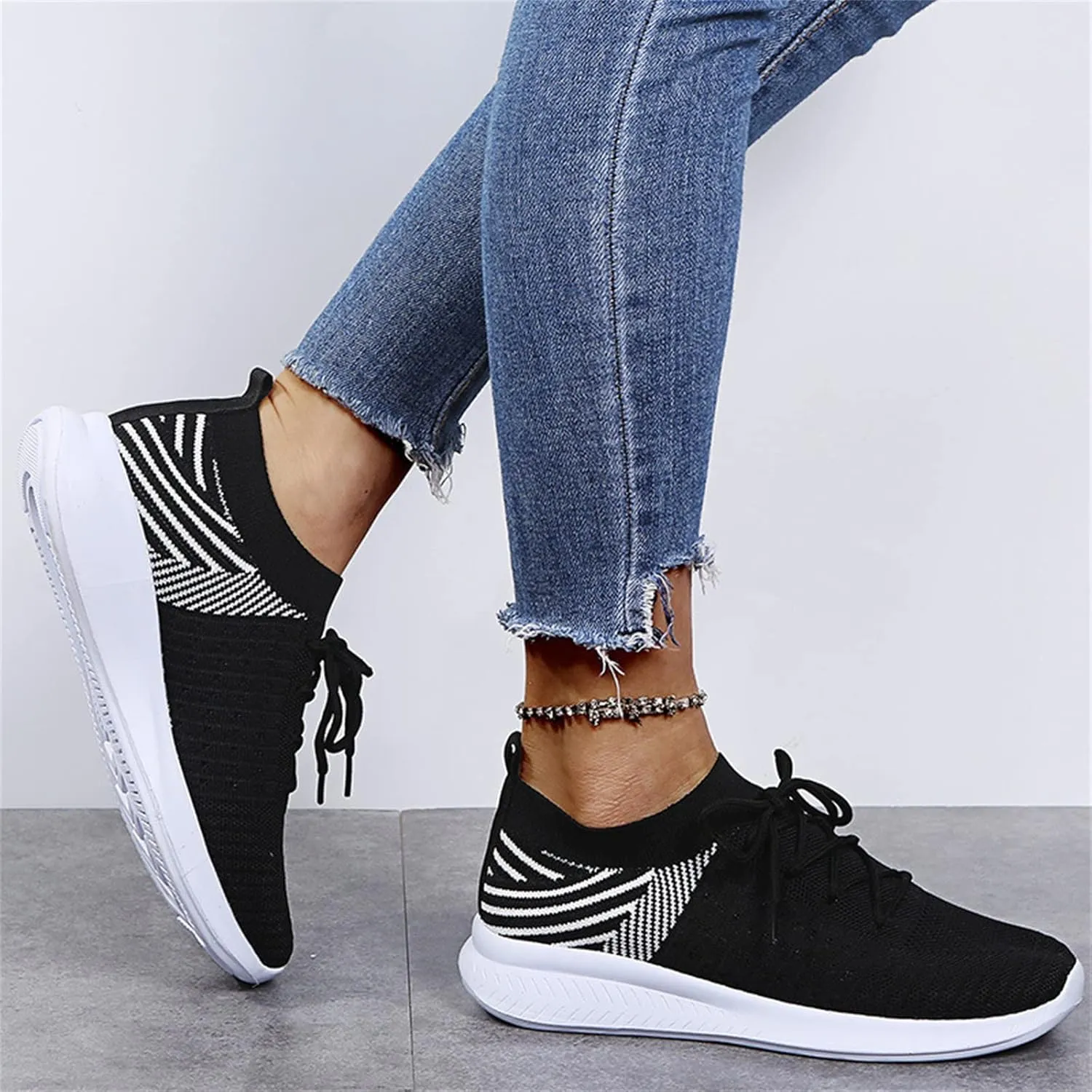 Ladmiple Running Shoes Womens Slip On Walking Shoes Casual Sneakers Mesh Lightweight Slip Resistant Comfortable Loafers