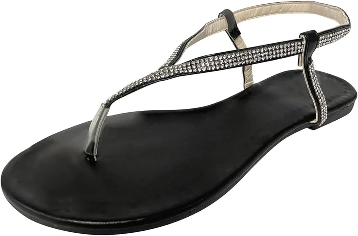 Ladmiple Sandals for Women Dressy,Womens Summer 2023 Crystal Flip Flop Gladiator Strappy Sandal Casual Roman Flat Shoes