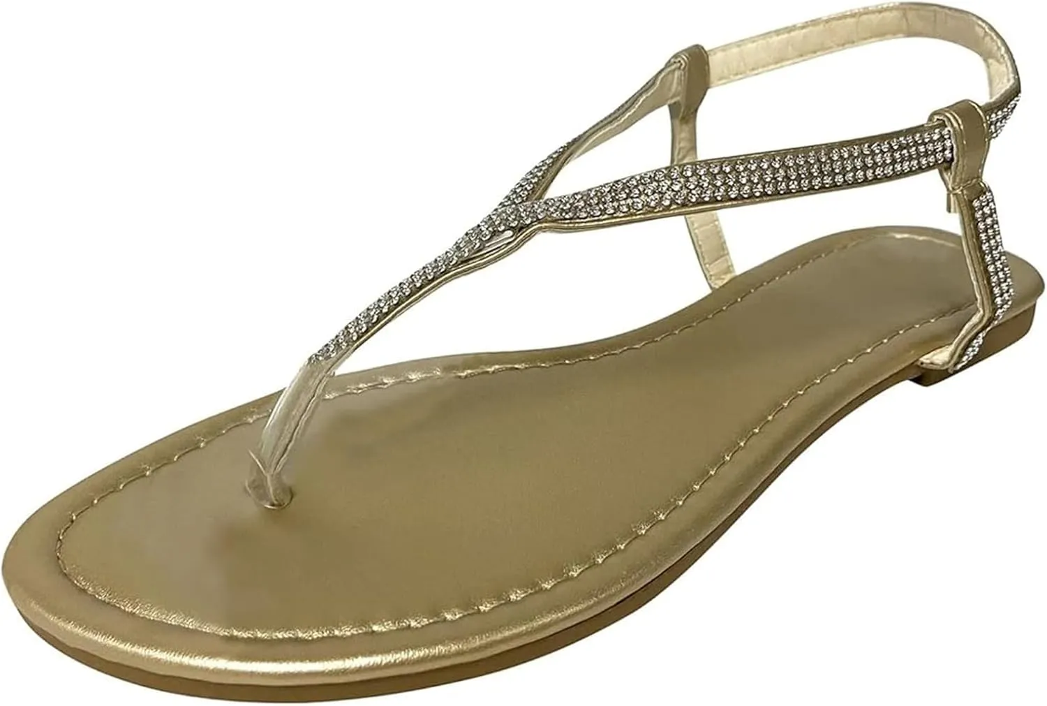 Ladmiple Sandals for Women Dressy,Womens Summer 2023 Crystal Flip Flop Gladiator Strappy Sandal Casual Roman Flat Shoes