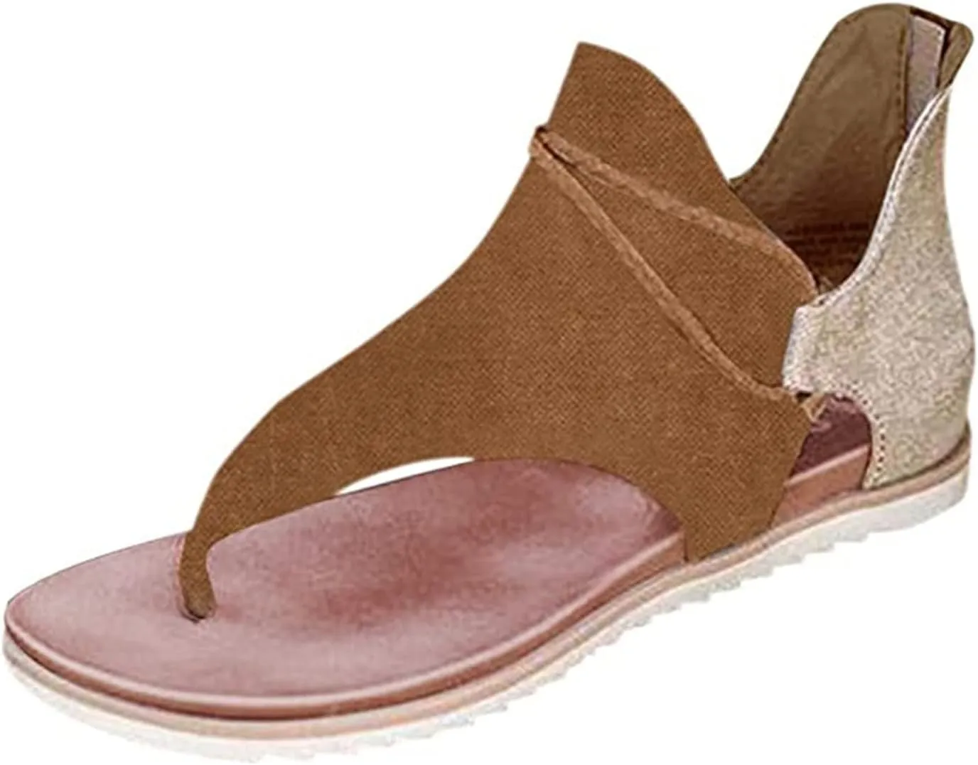 Ladmiple Sandals Women Dressy Summer Bohemian Clip Toe Platform Sandal Causal Beach Travel Gladiator Slippers Flat Shoe