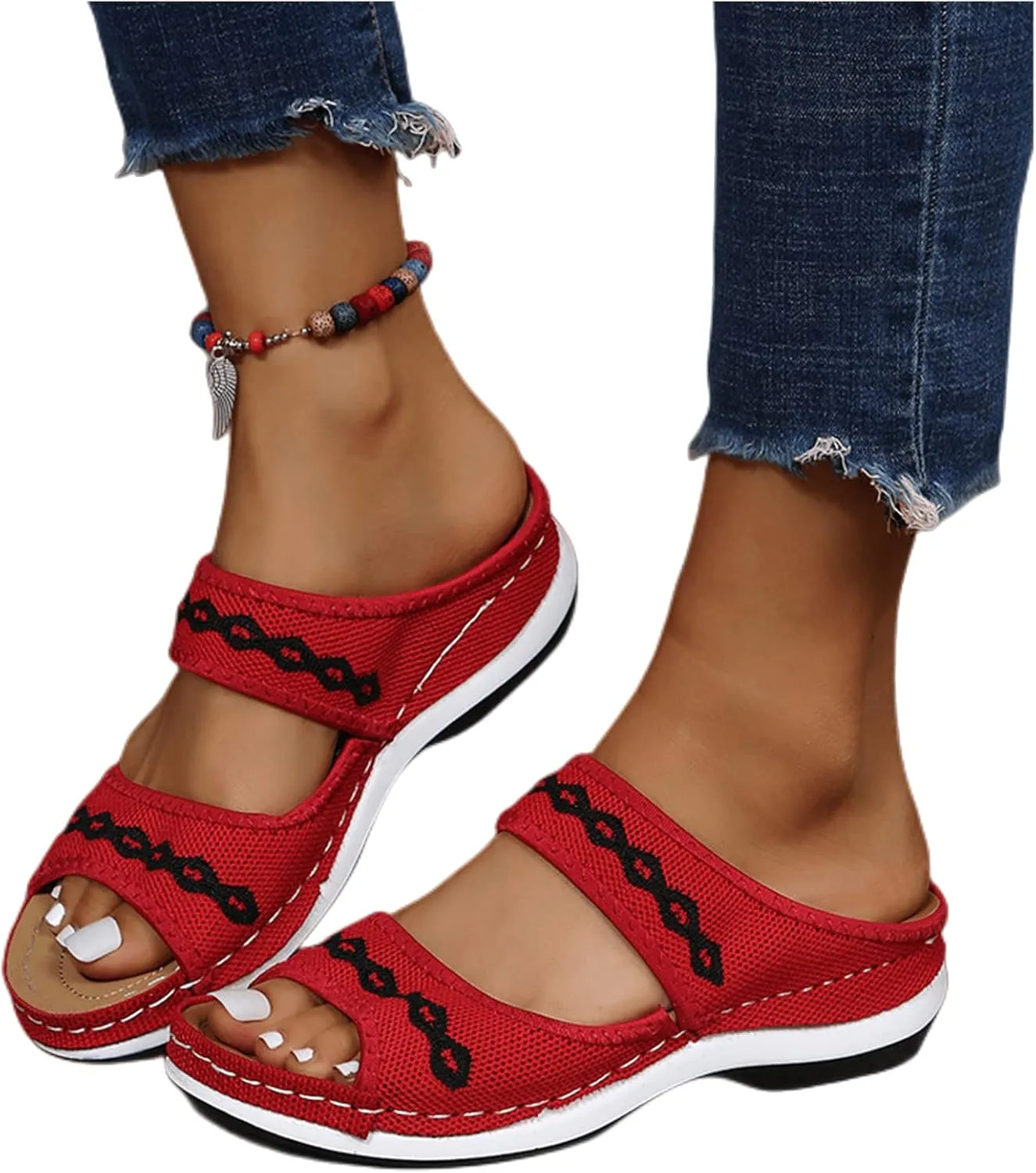 Ladmiple Sandals Women Fashion Dressy Slides Summer Casual Comfortable Walking Orthotic Flip Flops Orthopedic Slippers