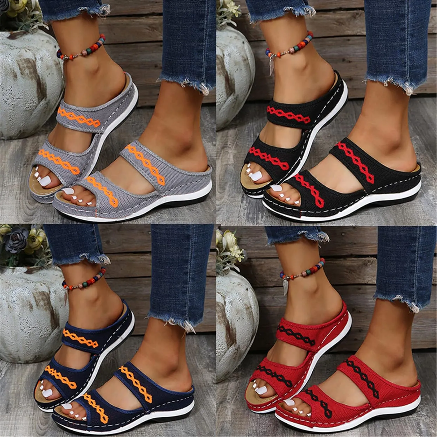 Ladmiple Sandals Women Fashion Dressy Slides Summer Casual Comfortable Walking Orthotic Flip Flops Orthopedic Slippers
