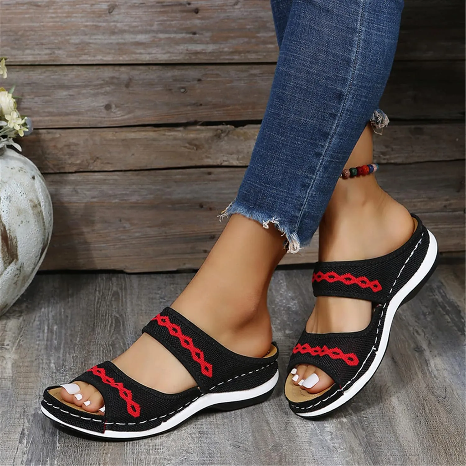 Ladmiple Sandals Women Fashion Dressy Slides Summer Casual Comfortable Walking Orthotic Flip Flops Orthopedic Slippers