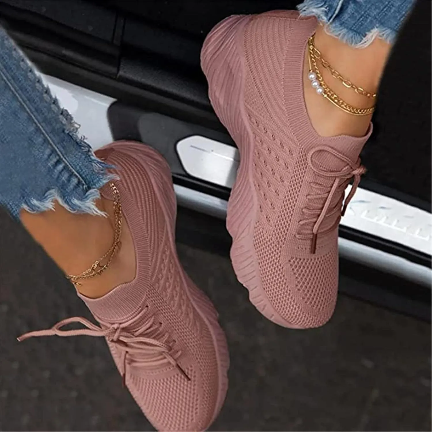 Ladmiple Shoes For Women Sneakers Slip On Athletic Walking Running Shoes Casual Mesh-Comfortable Tennis Workout Sneakers