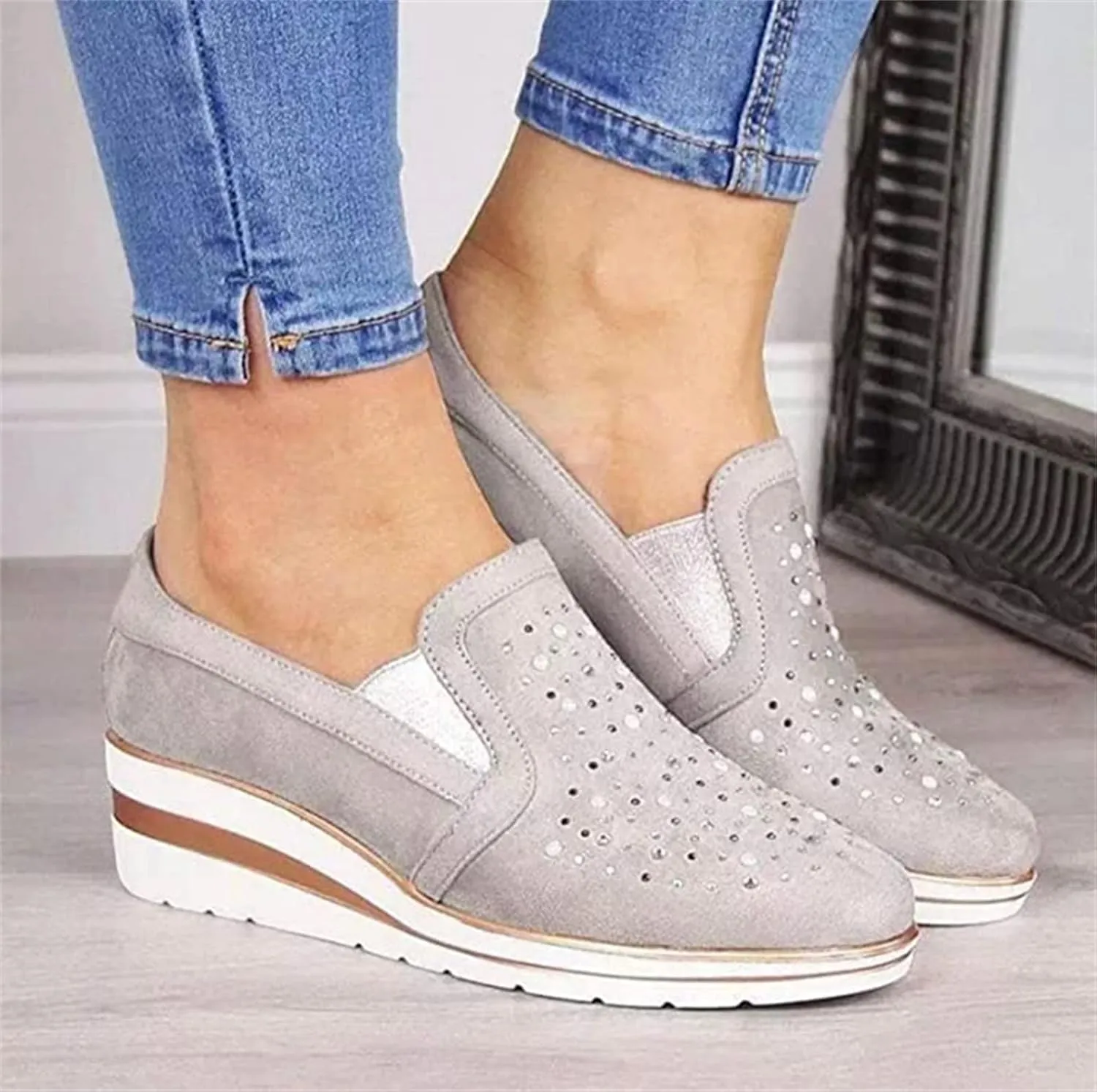 Ladmiple Shoes For Women Sneakers Slip Ons Lace ups Casual Leather Walking Shoes Summer Fashion Platform Flats Loafers